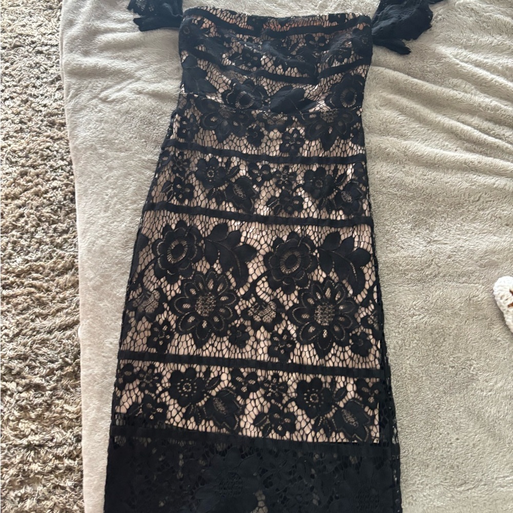 Express Strapless Black Lace Dress